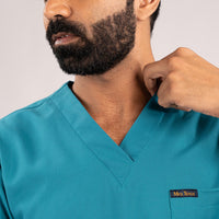Teal blue Everyday Scrubs – Men V-Neck
