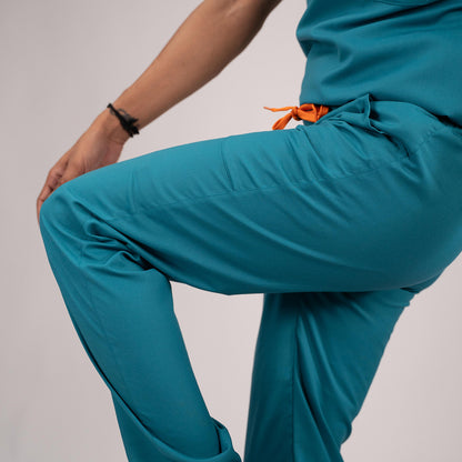 Teal Blue Everyday Scrubs – Men High Neck