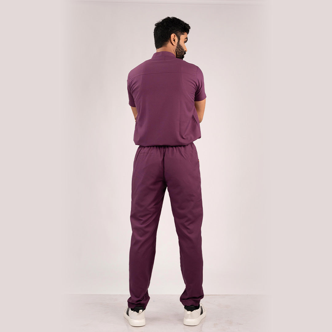 Burgundy Everyday Scrubs: Men High Neck