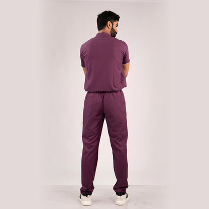 Burgundy Everyday Scrubs: Men High Neck