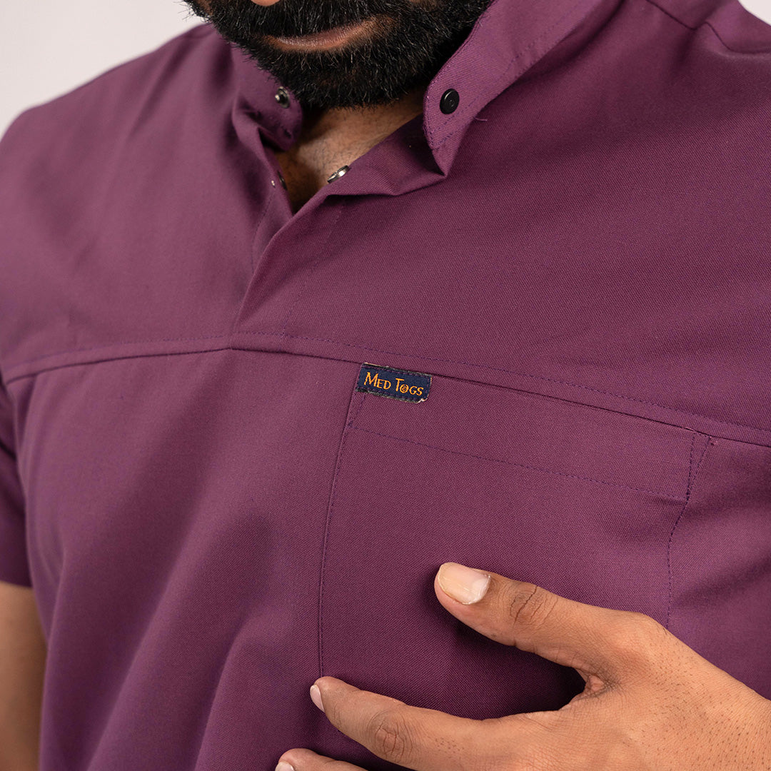 Burgundy Everyday Scrubs: Men High Neck