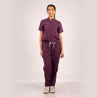 Burgundy Everyday Scrubs – Women High Neck