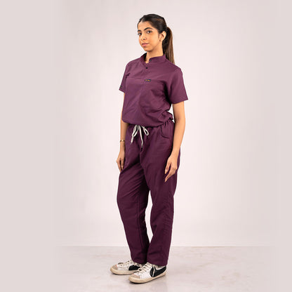 Burgundy Everyday Scrubs – Women High Neck