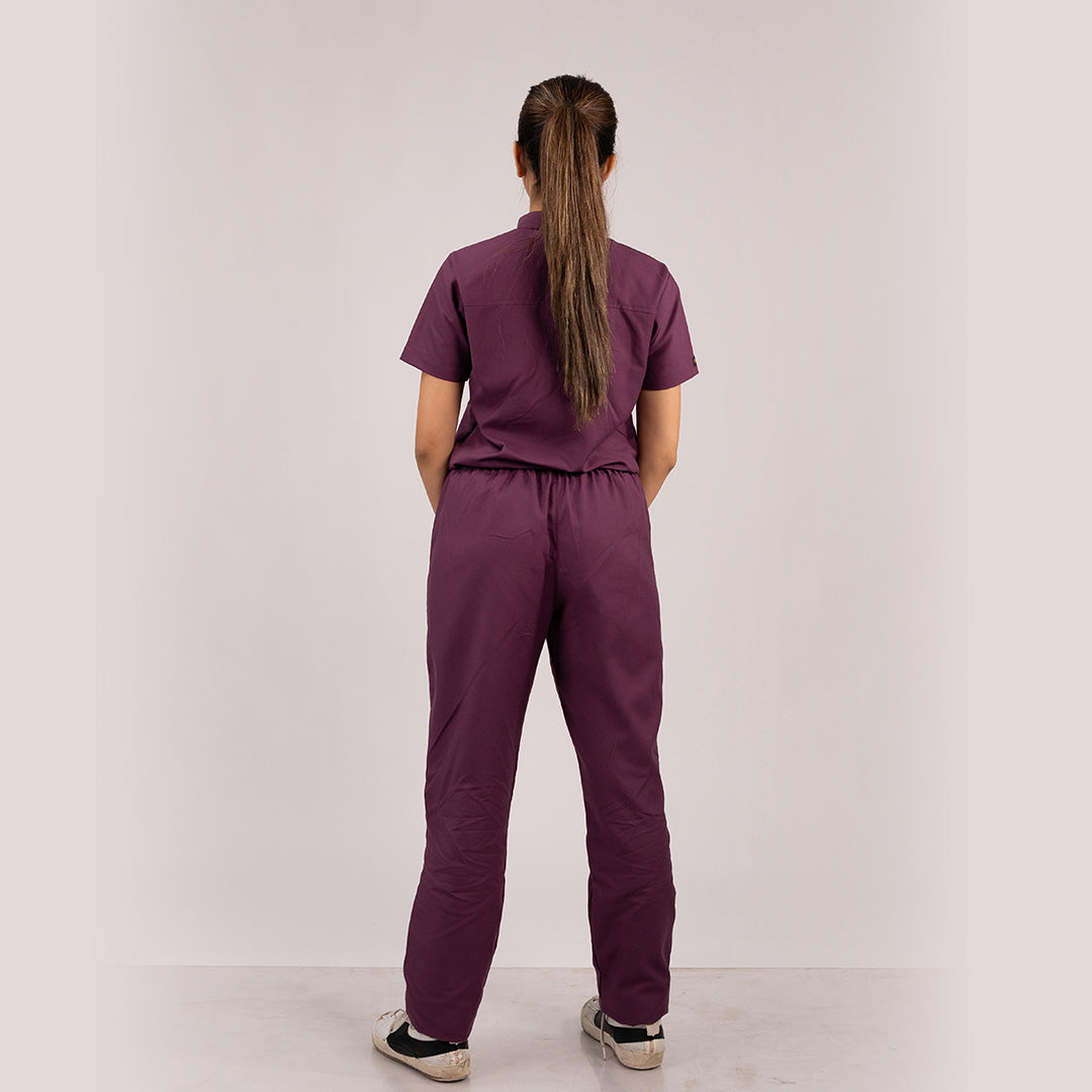 Burgundy Everyday Scrubs – Women High Neck