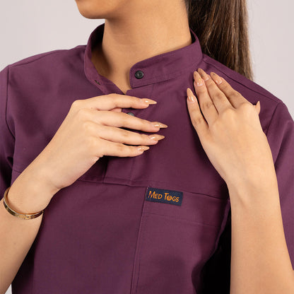 Burgundy Everyday Scrubs – Women High Neck
