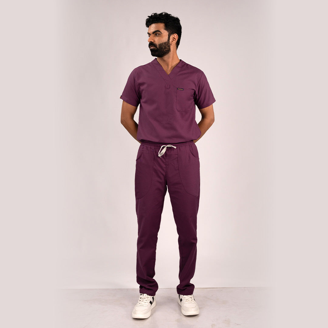 Burgundy Everyday Scrubs – Men V-Neck
