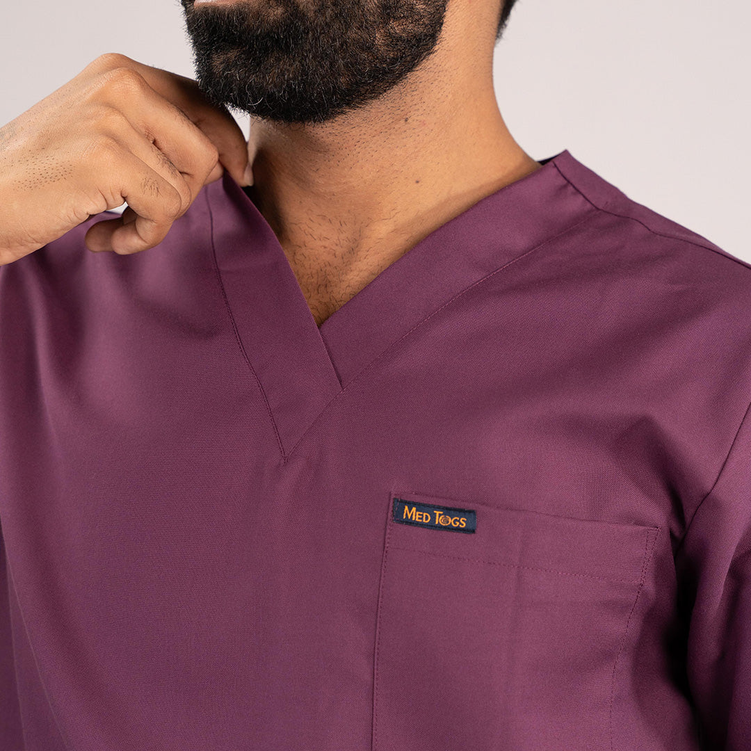 Burgundy Everyday Scrubs – Men V-Neck