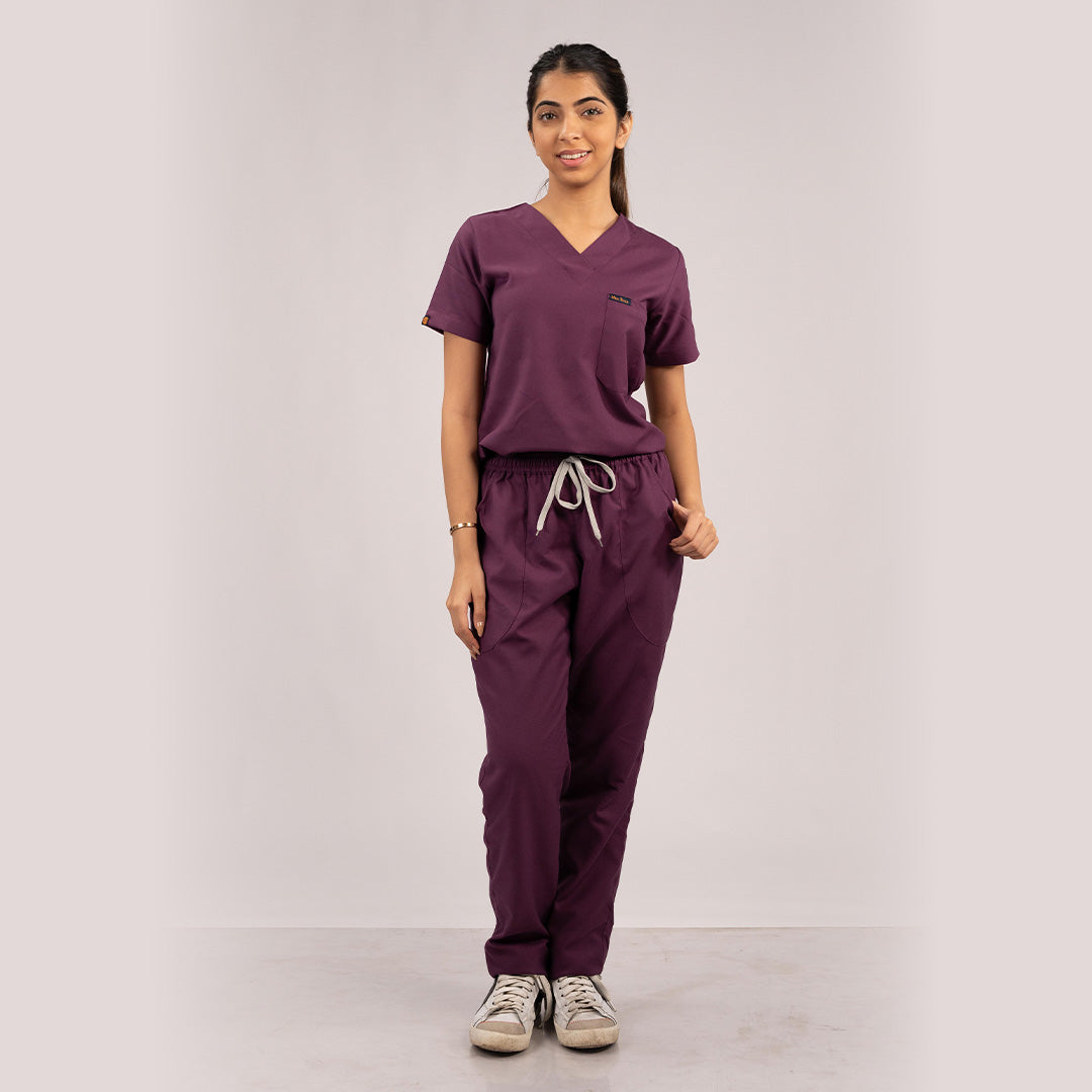 Burgundy Everyday Scrubs – Women V-Neck