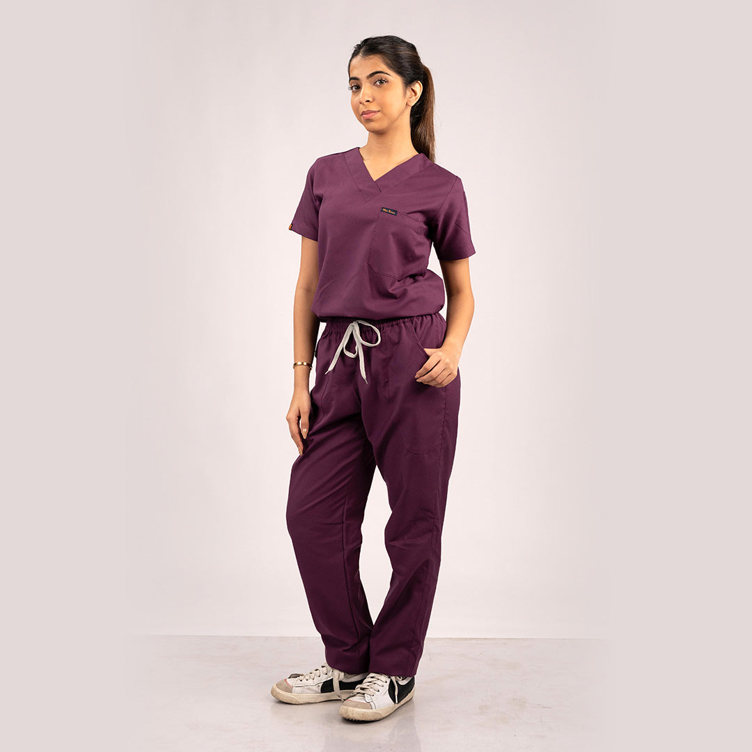 Burgundy Everyday Scrubs – Women V-Neck