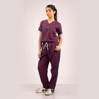 Burgundy Everyday Scrubs – Women V-Neck