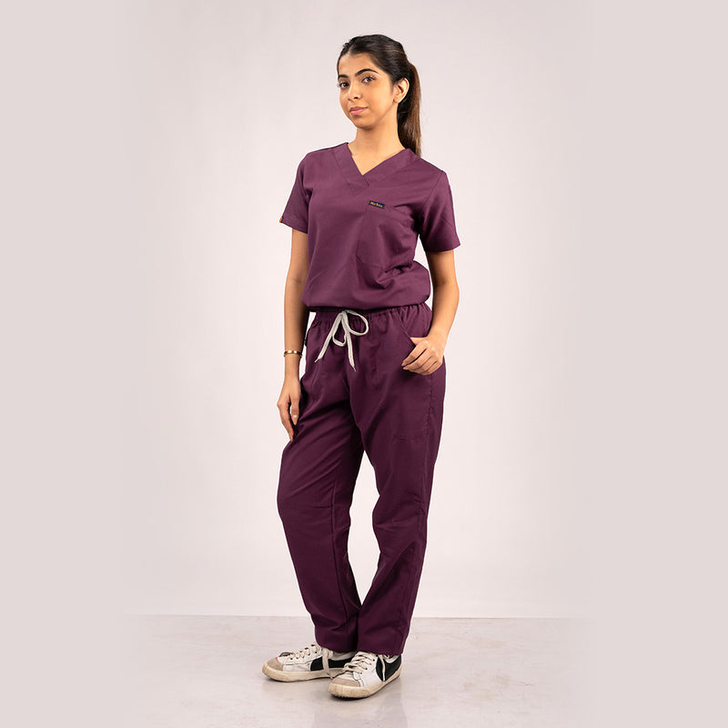 Burgundy Everyday Scrubs – Women V-Neck