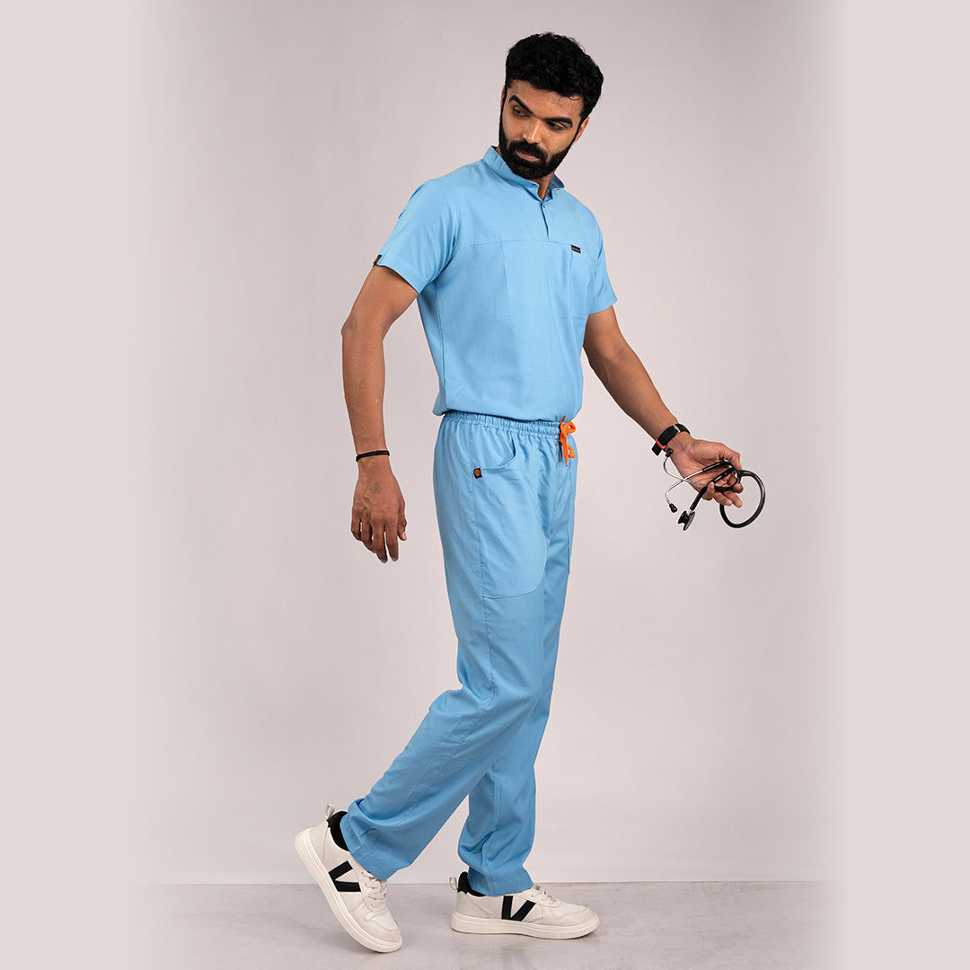 Sky blue Everyday Scrubs: Men High Neck