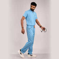 Sky blue Everyday Scrubs: Men High Neck