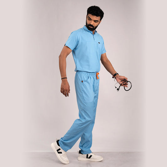 Sky blue Everyday Scrubs: Men High Neck