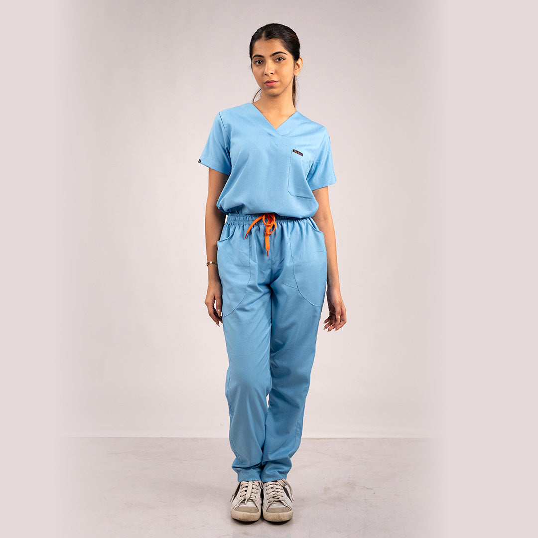 Sky Blue Everyday Scrubs – Women V-Neck