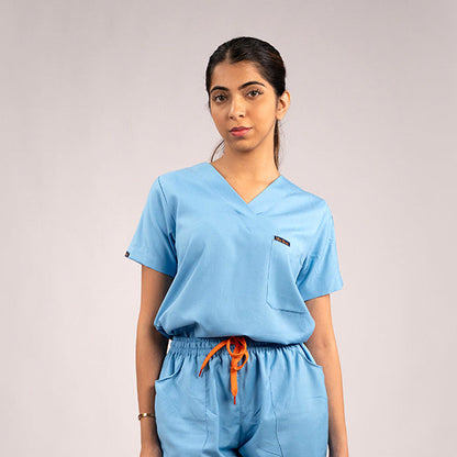 Sky Blue Everyday Scrubs – Women V-Neck