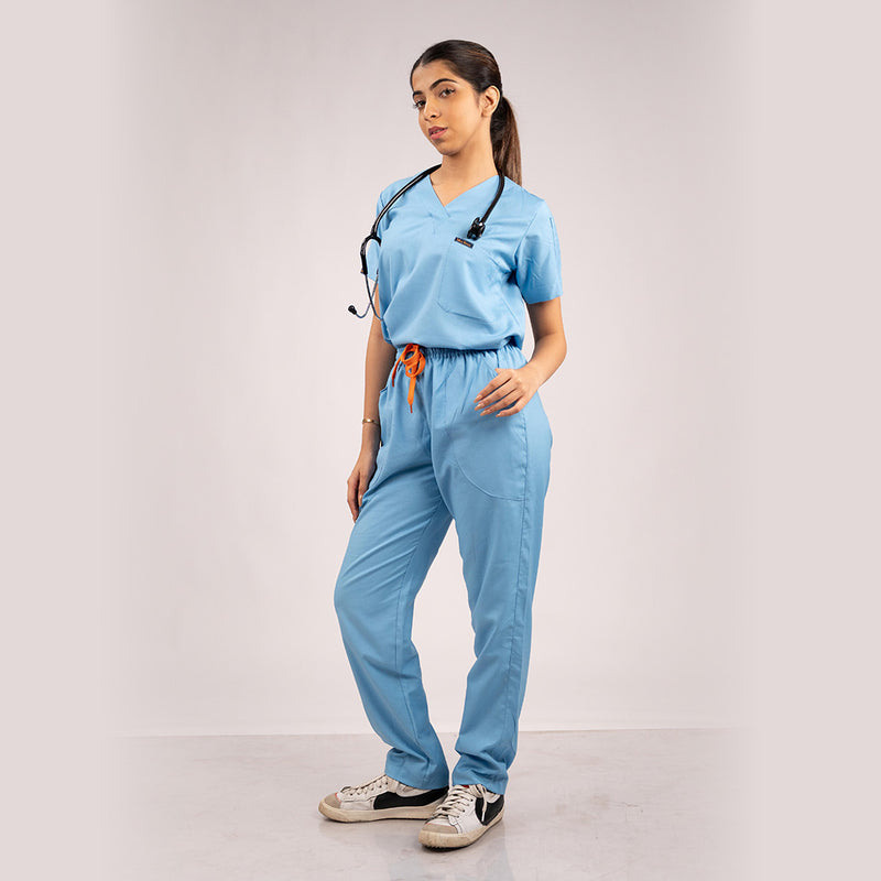 Sky Blue Everyday Scrubs – Women V-Neck