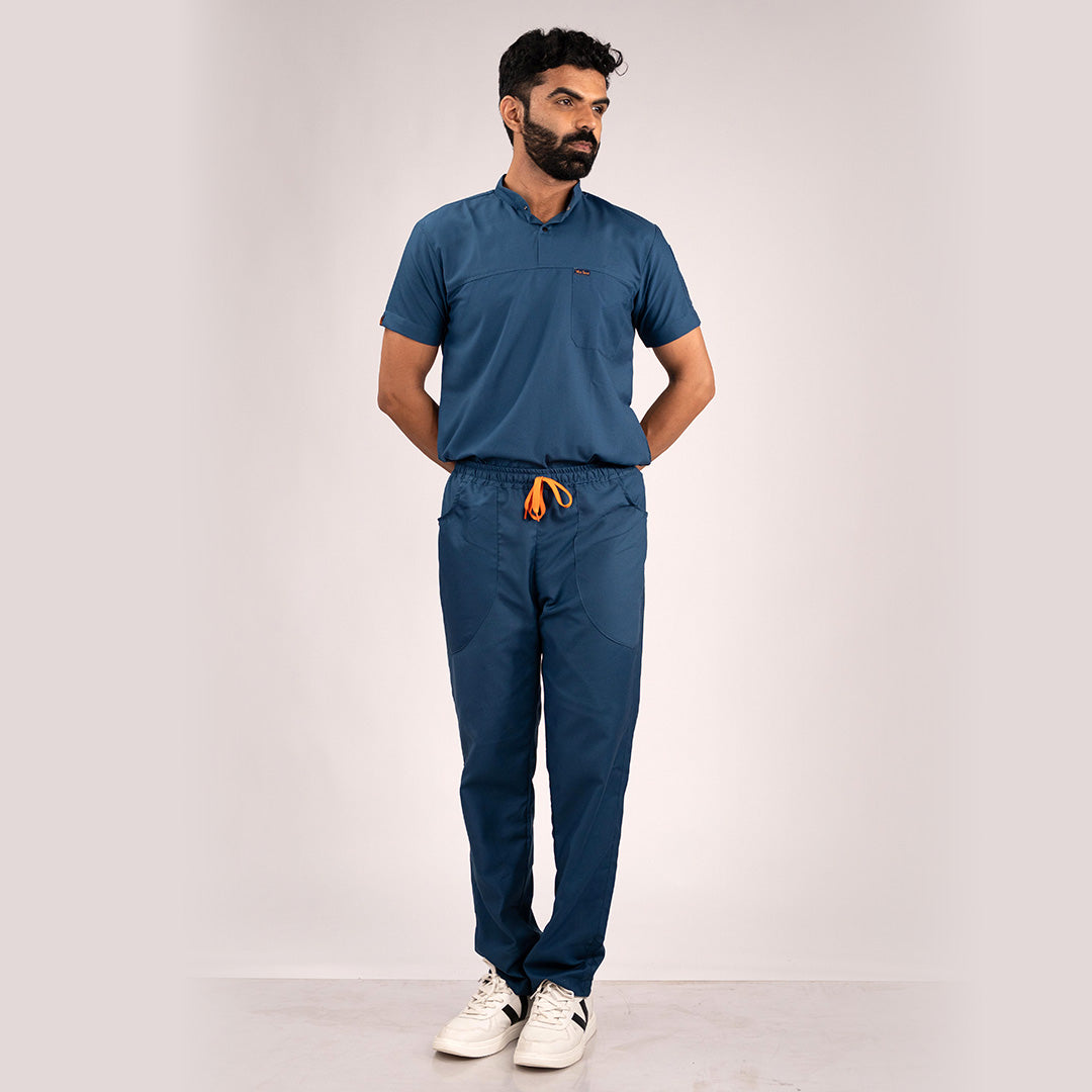 Navy Blue Everyday Scrubs - Men High Neck