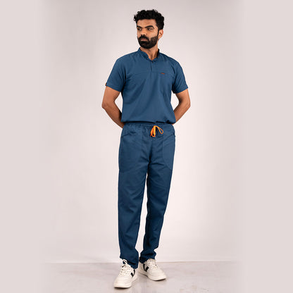 navy blue Chinese collar neck scrubs for men