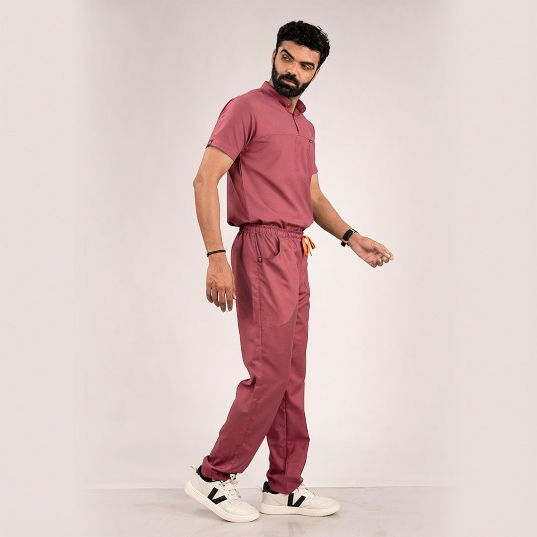 coral peach high neck scrubs men