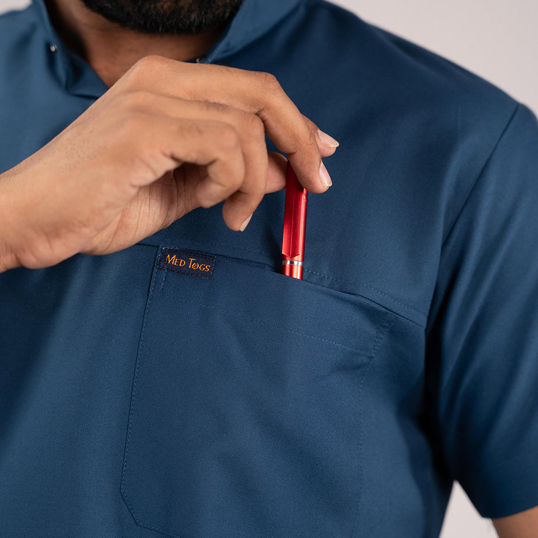 Navy Blue Everyday Scrubs - Men High Neck