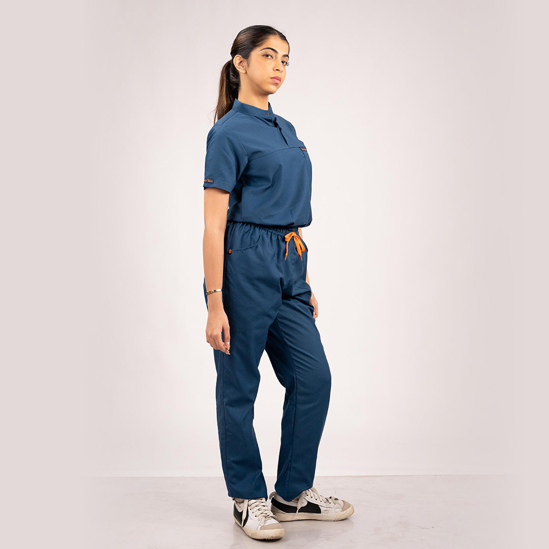 Navy Blue Everyday Scrubs – Women High Neck
