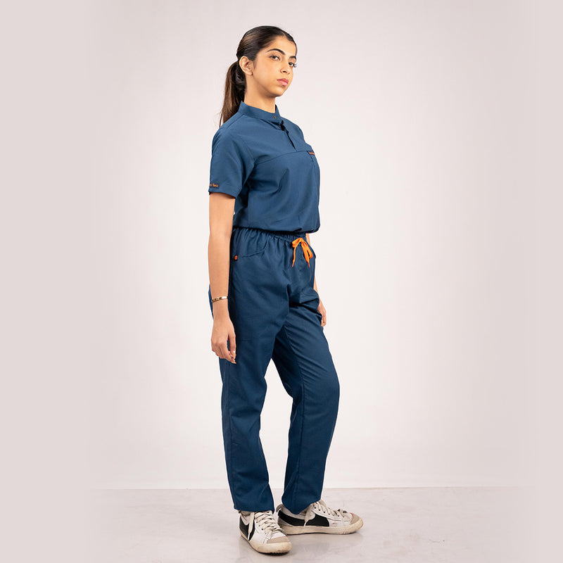 Navy Blue Everyday Scrubs – Women High Neck