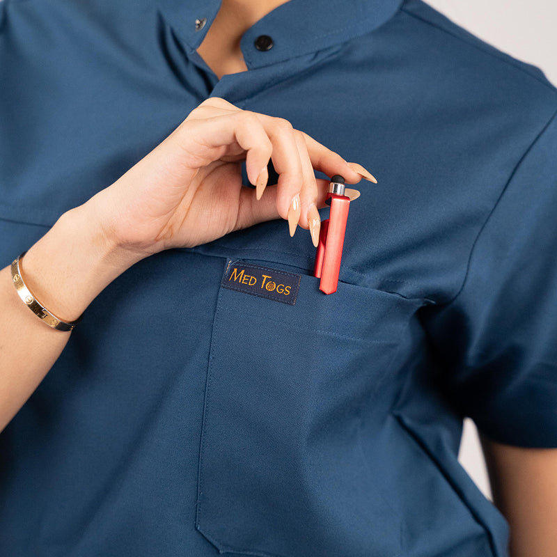 Navy Blue Everyday Scrubs – Women High Neck