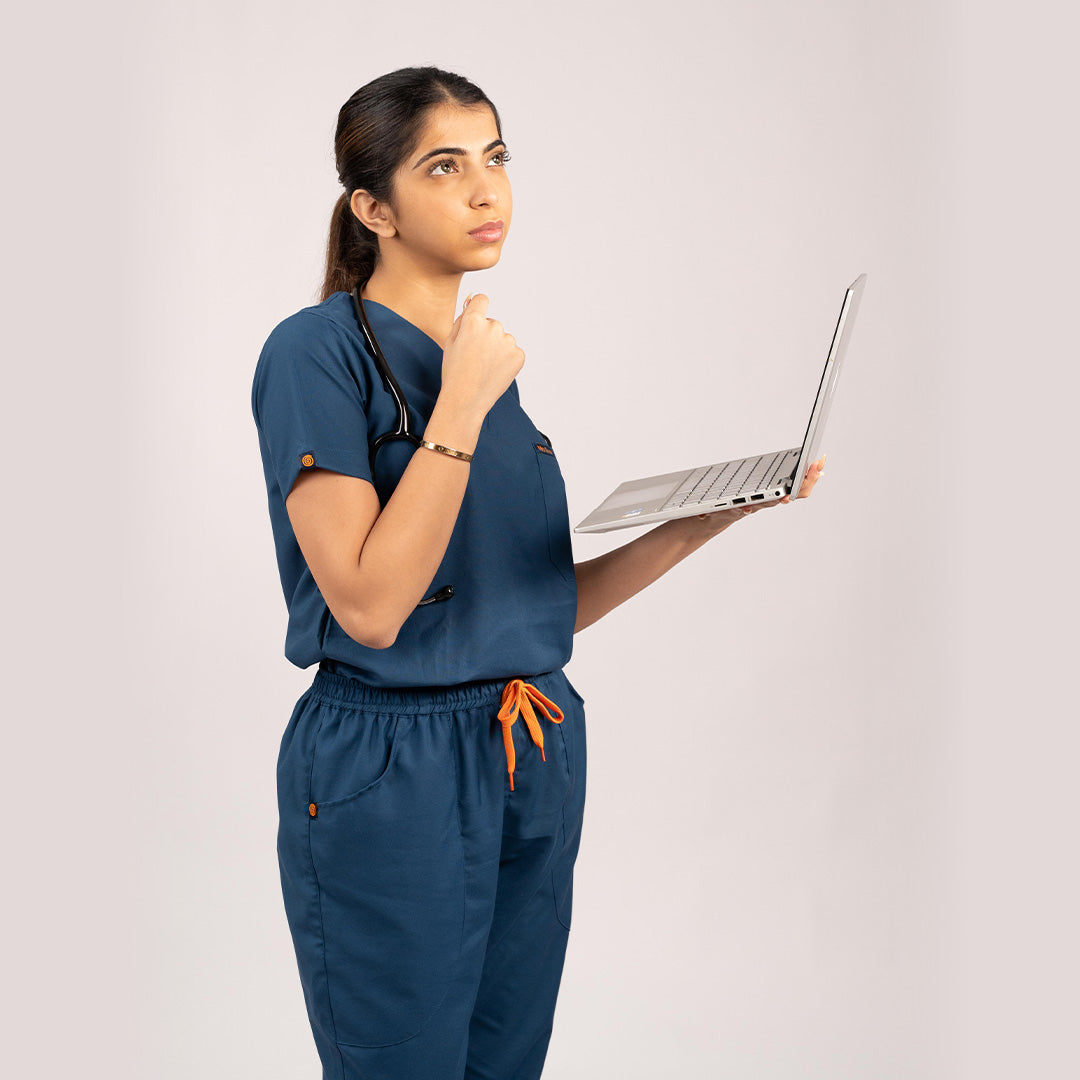 Navy Blue Everyday Scrubs – Women V-Neck