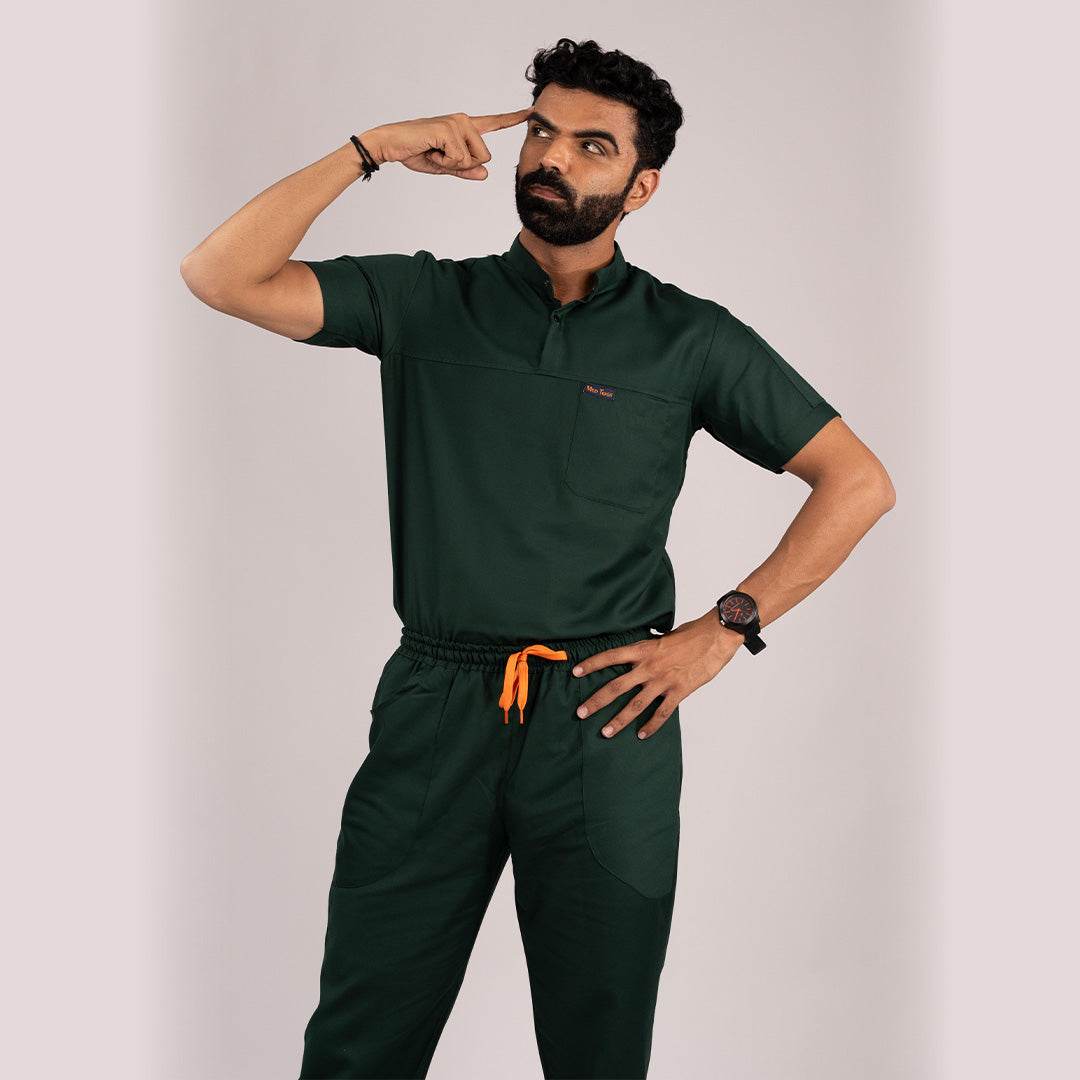 Surgical Green Everyday Scrubs - Men High Neck