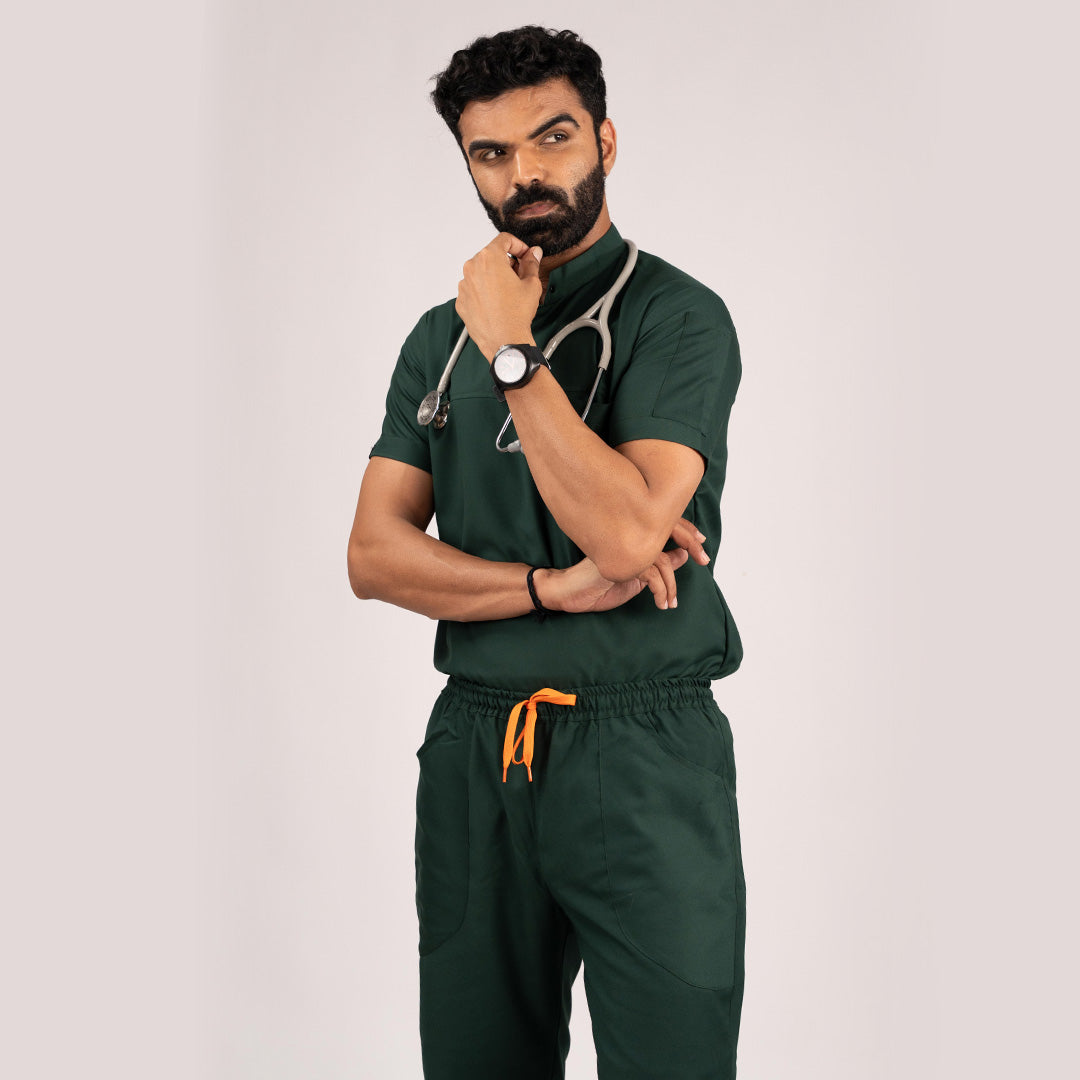 Surgical Green Everyday Scrubs - Men High Neck