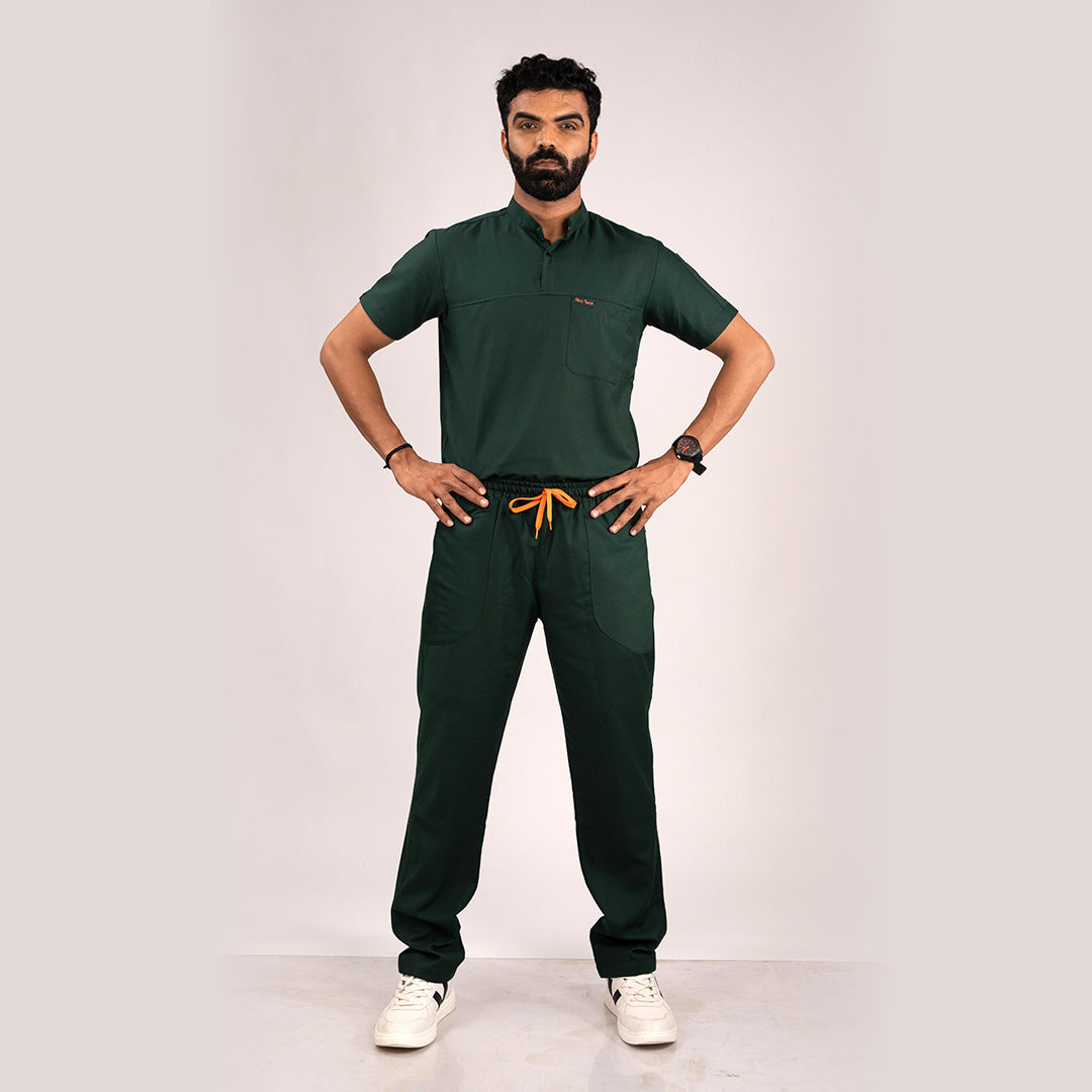 Surgical Green Everyday Scrubs - Men High Neck