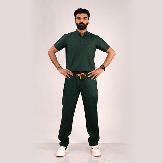 Surgical Green Everyday Scrubs - Men High Neck