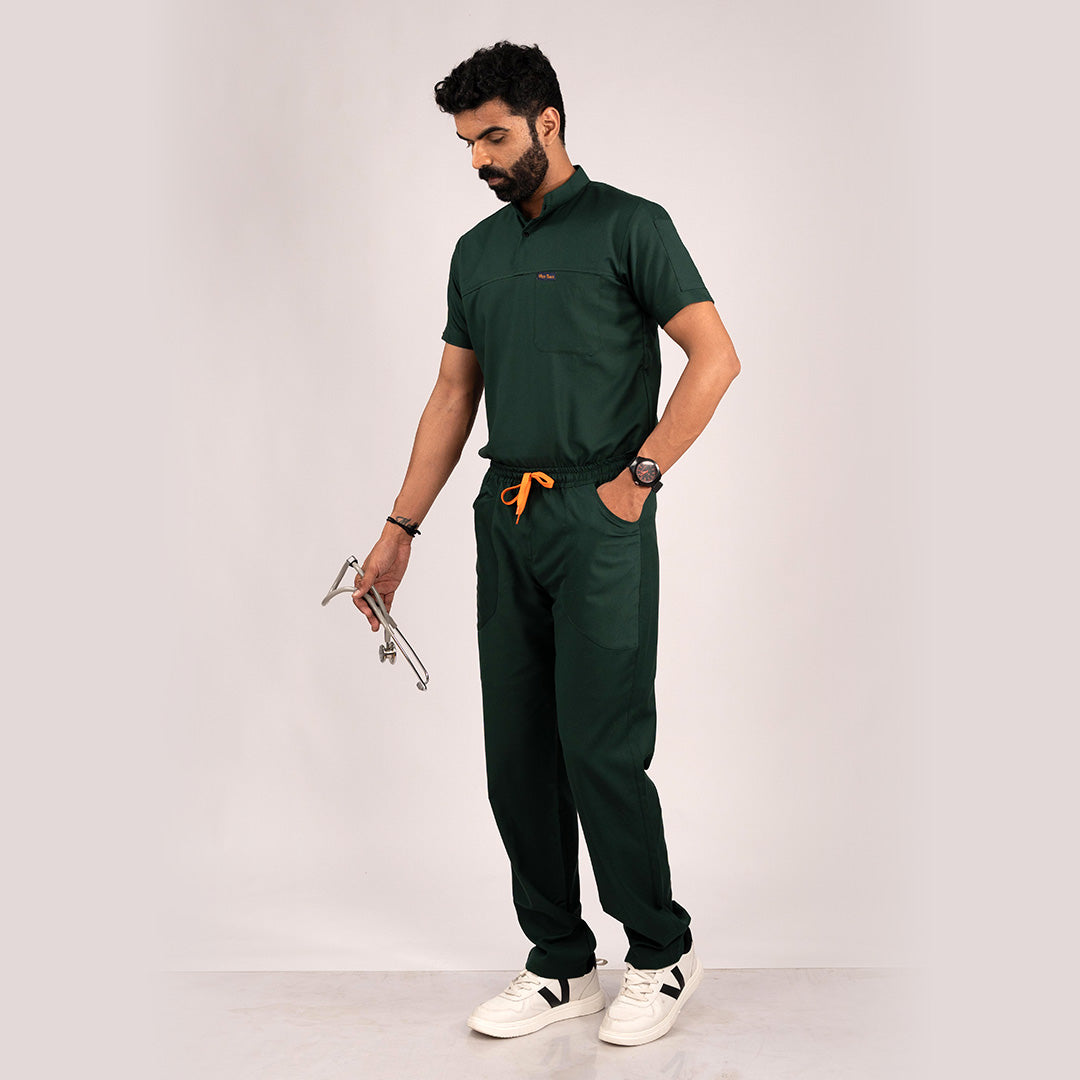 Surgical Green Everyday Scrubs - Men High Neck