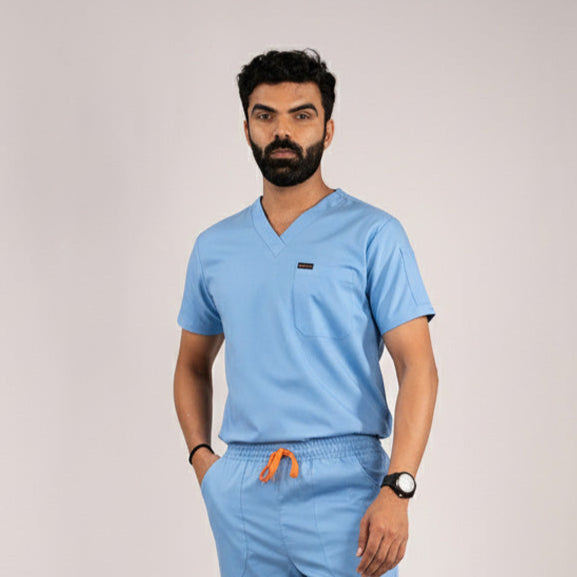 Sky blue Everyday Scrubs – Men V-Neck