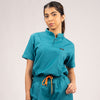 Teal Blue Everyday Scrubs – Women High Neck