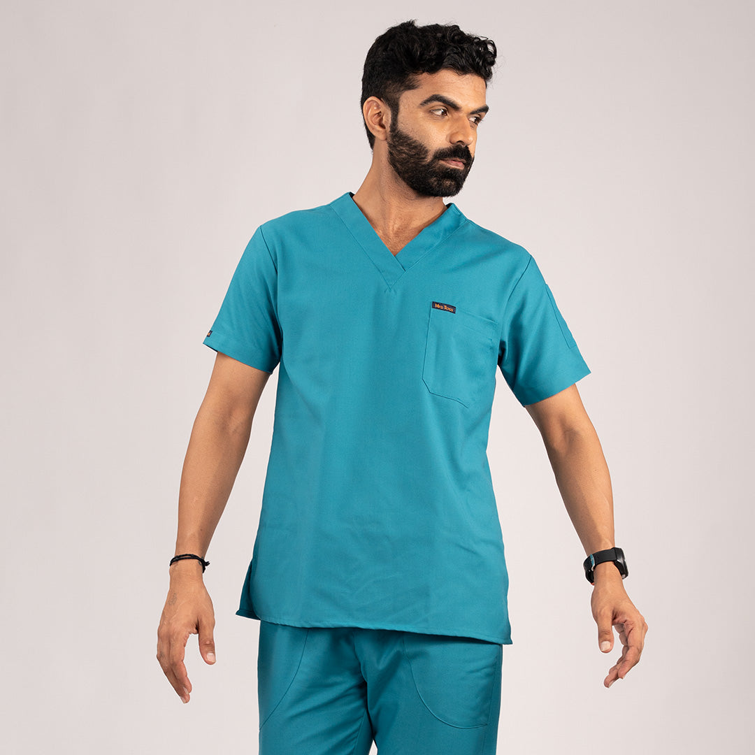 Teal blue Everyday Scrubs – Men V-Neck