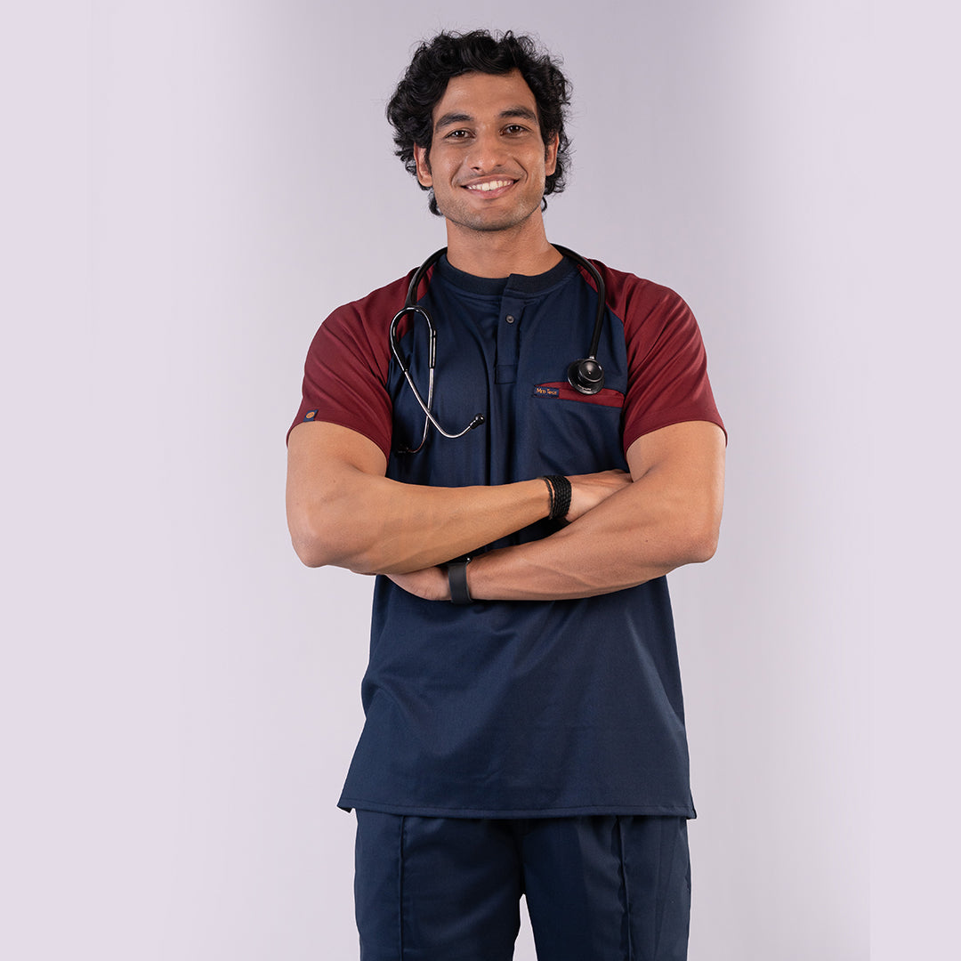 Pro-fit Blue Maroon Dual Scrubs