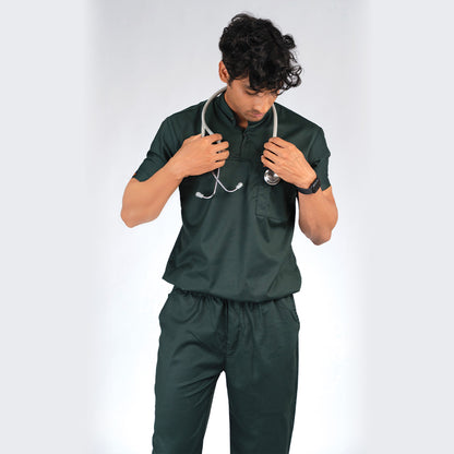Pro-fit Nature Green High Neck Men scrubs