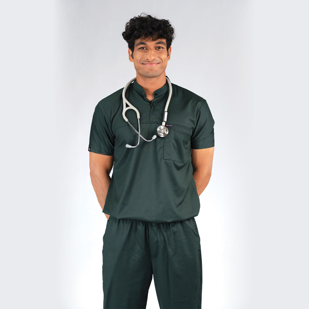 Pro-fit Nature Green High Neck Men scrubs
