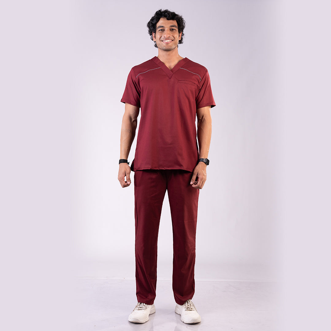 Pro-fit Maroon Vneck Men scrubs