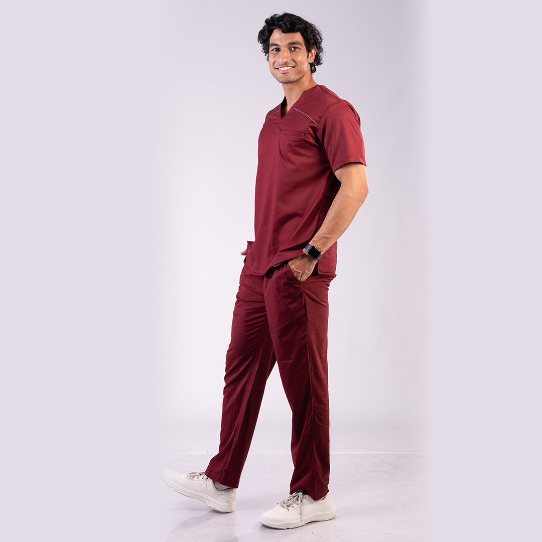 Pro-fit Maroon Vneck Men scrubs