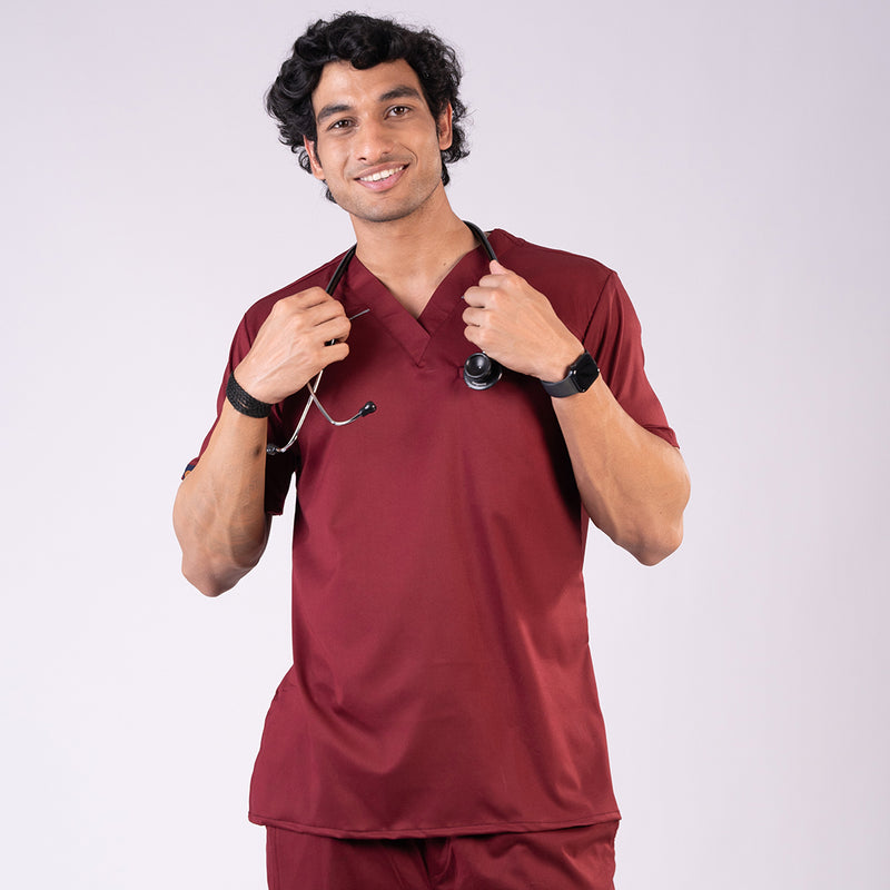 Pro-fit Maroon Vneck Men scrubs