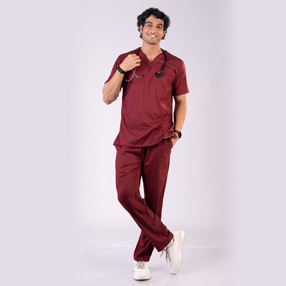 Pro-fit Maroon Vneck Men scrubs