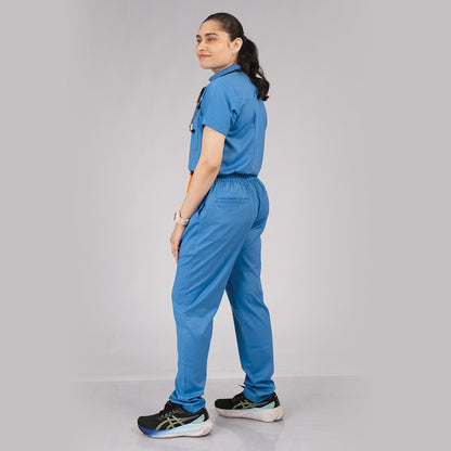 Pro-fit Ocean Blue High neck women scrubs