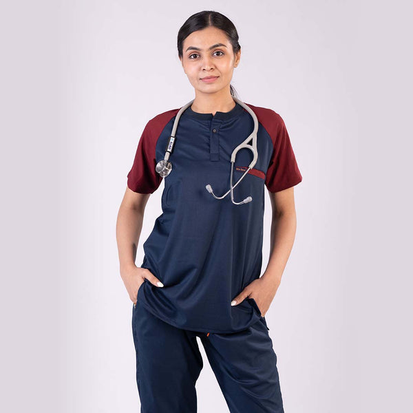 Pro-fit Blue Maroon Dual women scrubs