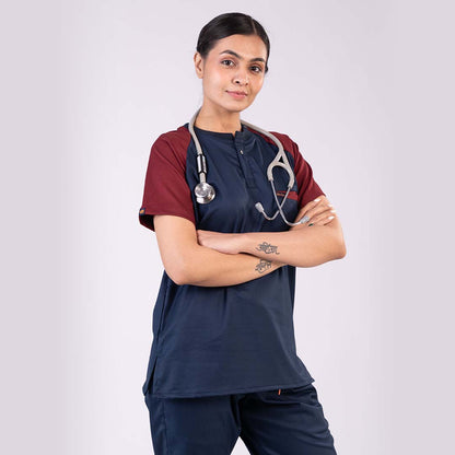 Pro-fit Blue Maroon Dual women scrubs