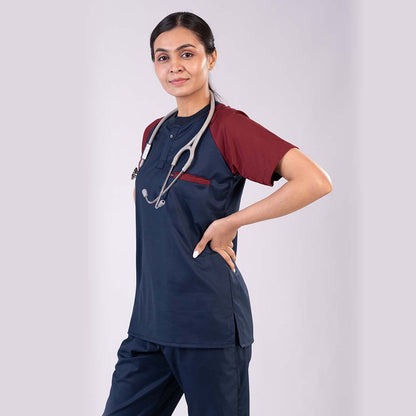 Pro-fit Blue Maroon Dual women scrubs