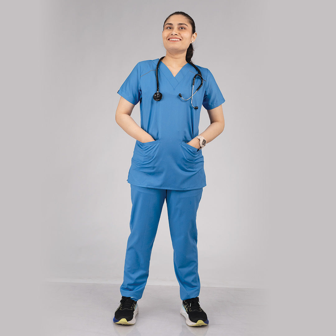 Pro-fit Ocean Blue Vneck Women scrubs