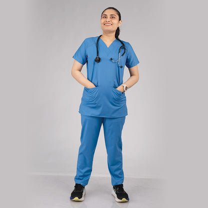 Pro-fit Ocean Blue Vneck Women scrubs